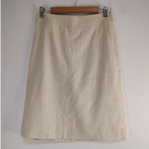 Banana Republic Khaki Linen Blend Zip Back Lined Pencil Skirt 2 Tiny Flaw